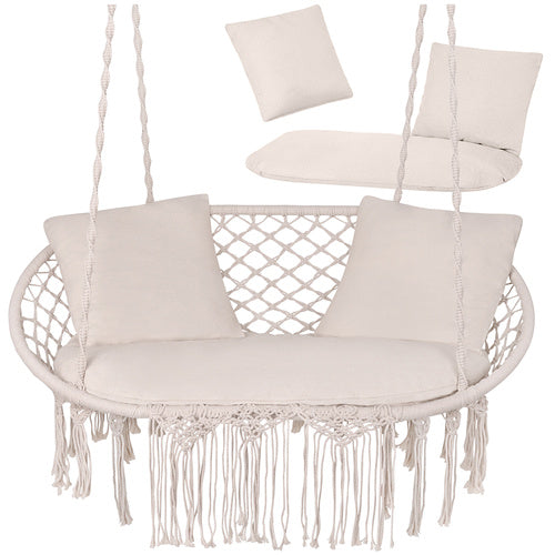 Perna leagan dublu cuib, poliester bumbac, 3 piese, 110x62+49x49 cm, crem impermeabila