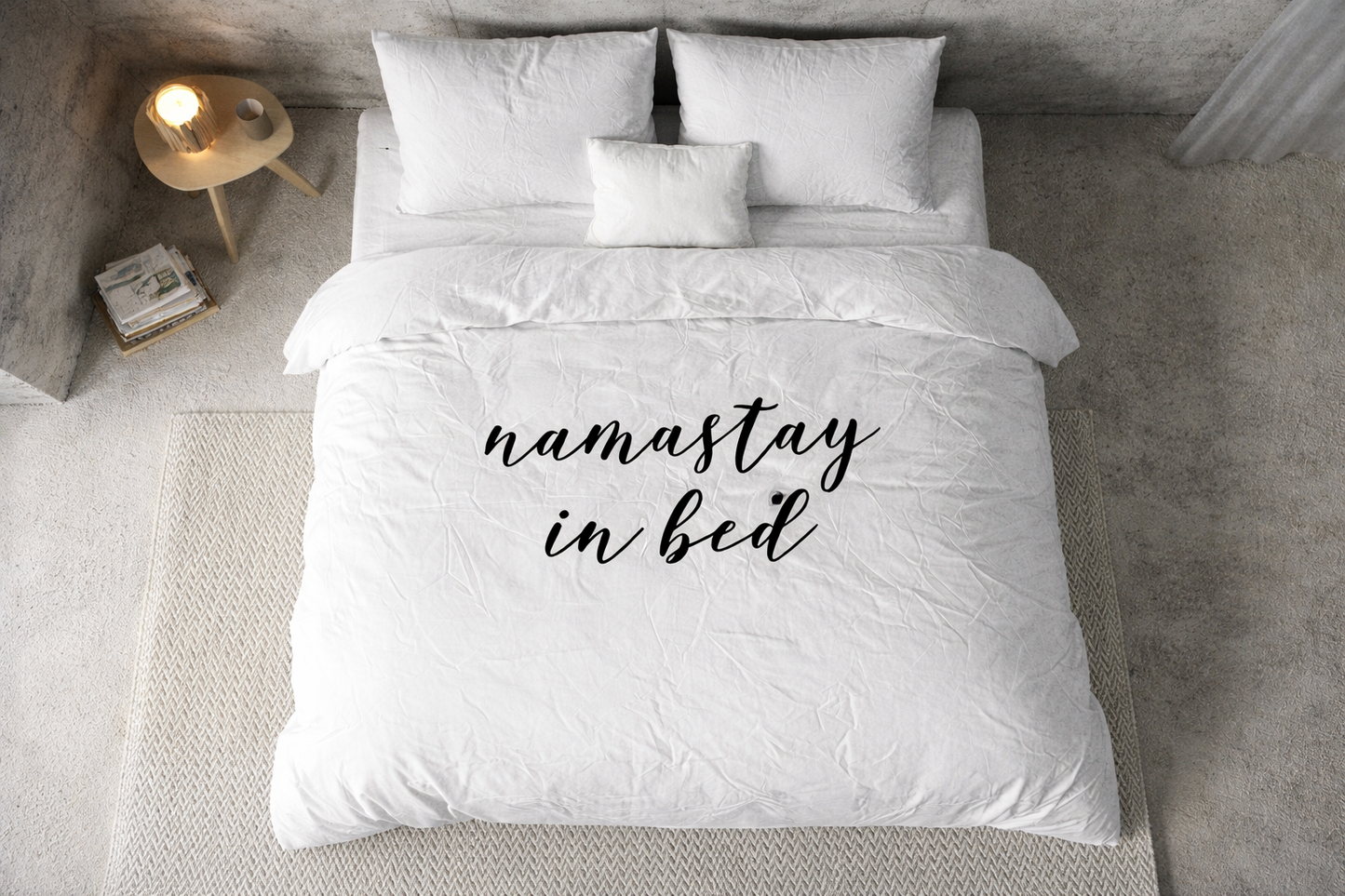 Lenjerie de pat Sleeptime, 1x husa pilota 140x200/220, 1x fete de perna 60x70, Microfibra 100%, Hipoalergenica, model Essentials Namastay Alba, culoare Alb