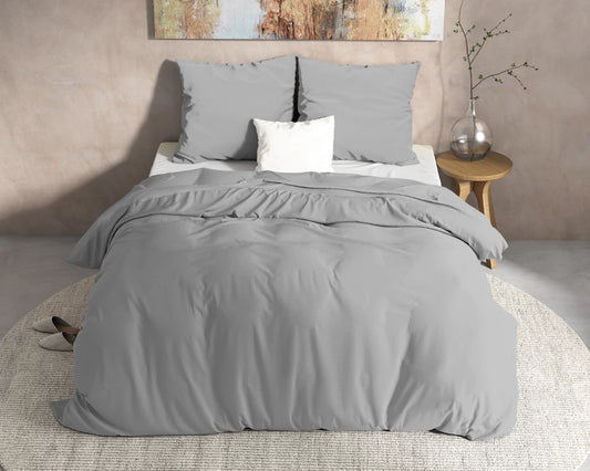 Lenjerie de pat premium, Dreamhouse Flannel Mendez Gray 200 x 200/220 cm, 100% Bumbac Flannel, 2 Fete de Perna, 160 GSM