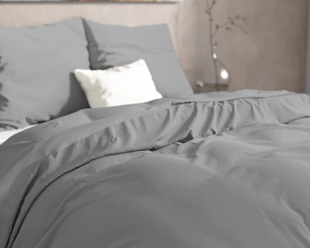 Lenjerie de pat premium, Dreamhouse Flannel Mendez Gray 200 x 200/220 cm, 100% Bumbac Flannel, 2 Fete de Perna, 160 GSM