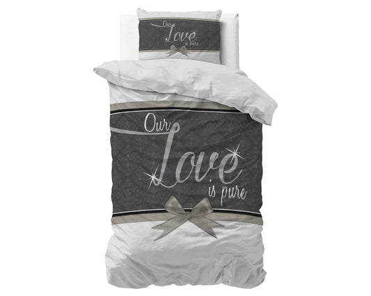 Lenjerie de pat, Sleeptime Pure Love White, Microfibra 100%, 140x200/220 cm, 1 Fata Perna 60x70 cm, Anti Alergic