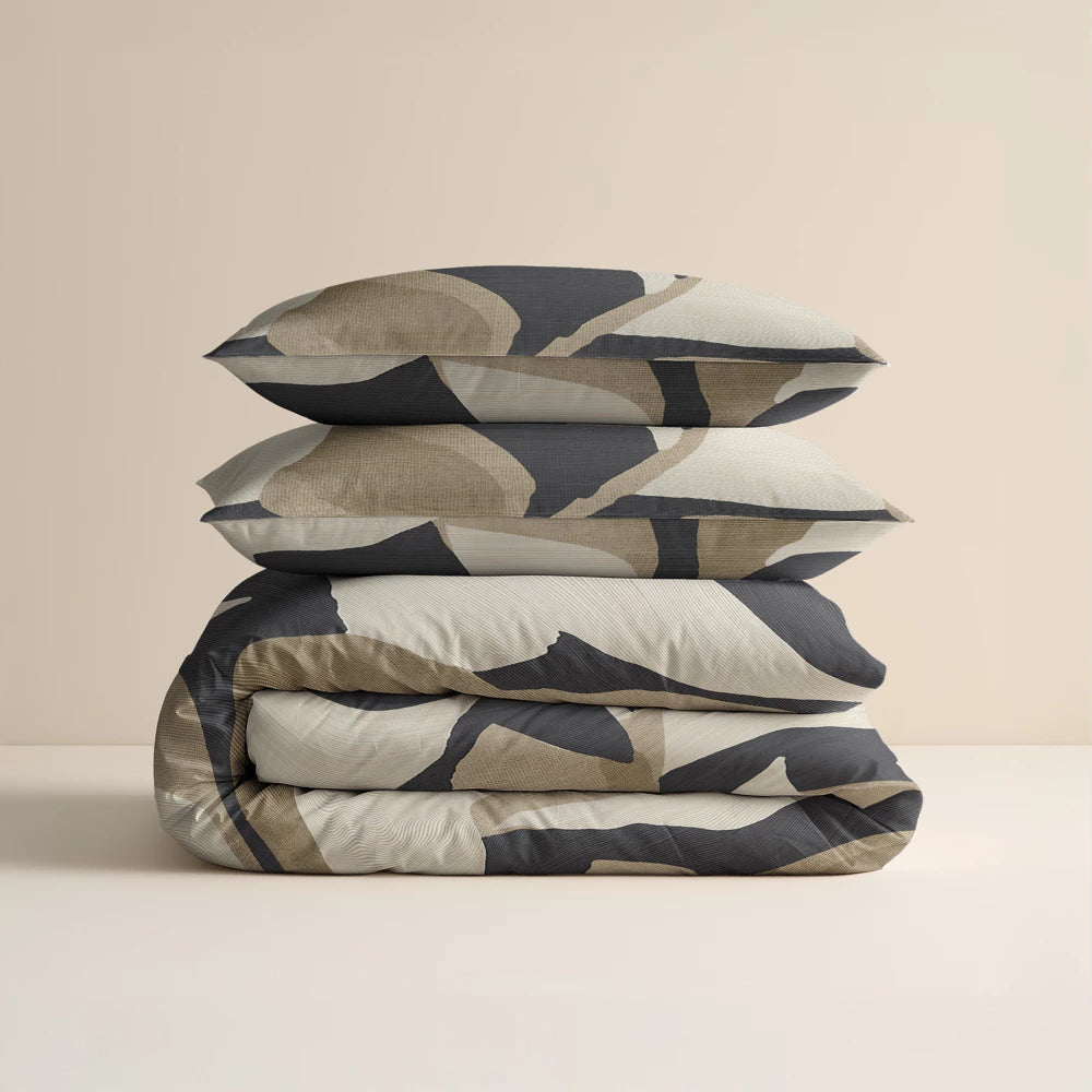 Lenjerie de pat premium, Sleeptime Pure Graphic Garden Anthracite 200 x 200/220 cm, 100% Bumbac, 2 Fete de Perna, Anti-alergic