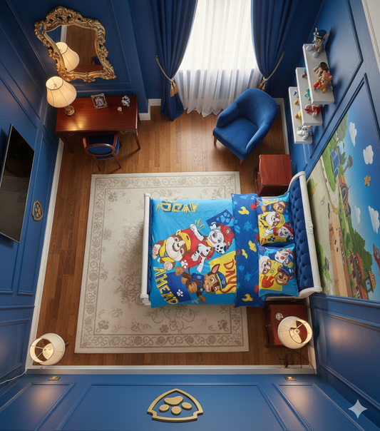 Lenjerie de pat Javoli, 1x husa pilota 100x135, 1x fete de perna 40x60, Bumbac 100%, Hipoalergenica, model Patrol Days Ahead, culoare Multicolor