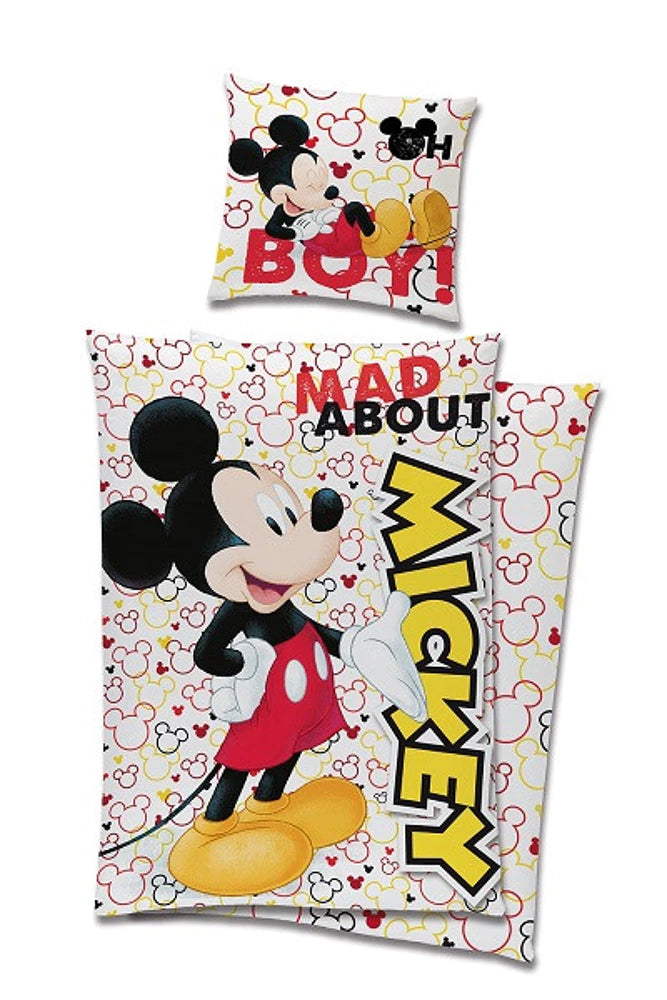 Lenjerie de pat Disney Mickey Mad, 140x200cm, 100% bumbac, 1 față de pernă 70x90cm, multicolor