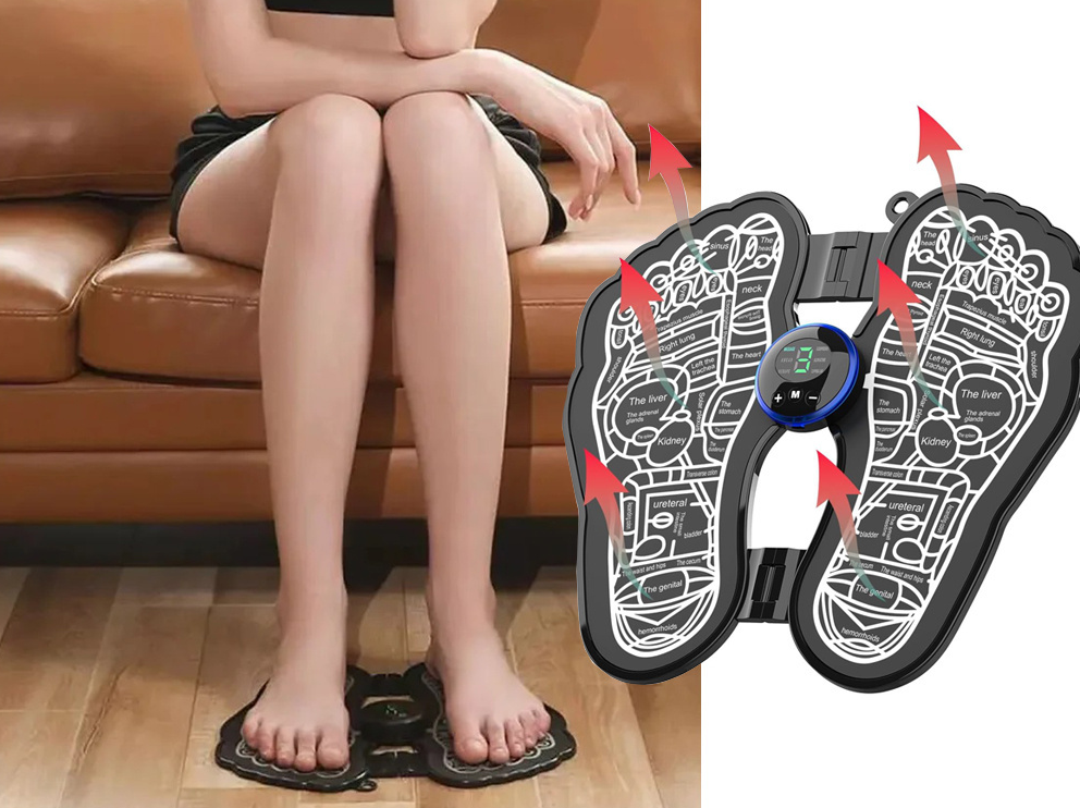 Aparat Masaj Picioare EMS Inteligent, Stimulator Muscular, 6 Programe, USB, Portabil