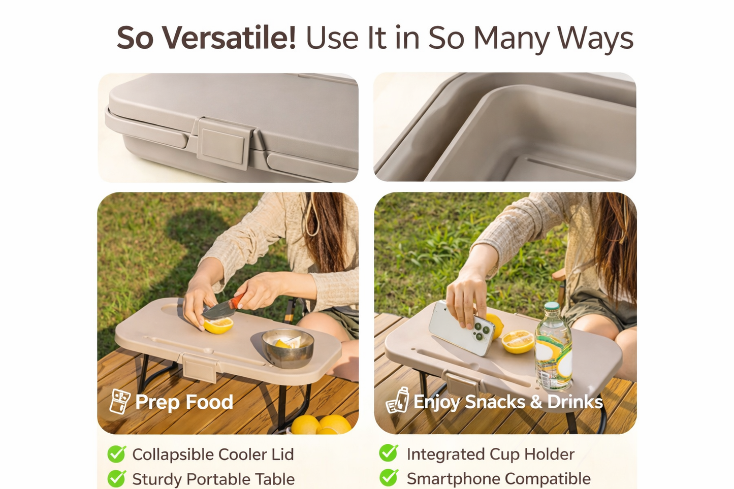 Cos picnic pliabil 3 in 1, 2 persoane, masa cu capac, impermeabil, recipient 15L 47x30x14 cm