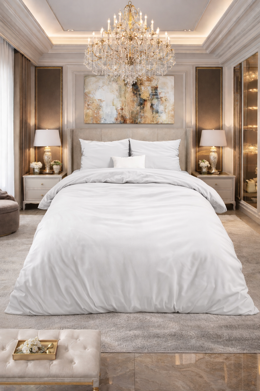 Lenjerie de pat Premium Dreamhouse, 1x husa pilota 200x200/220, 2x fete de perna 60x70, Bumbac Flannel 100%, Hipoalergenica, 160 GSM, model Flannel Mendez Alb, culoare Alb