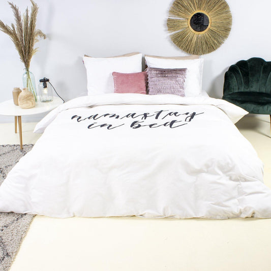 Lenjerie de pat, Sleeptime Essentials Namastay Alba 140 x 200/220 cm, 100% Microfibra, 1 Fata de Perna, Anti-alergic