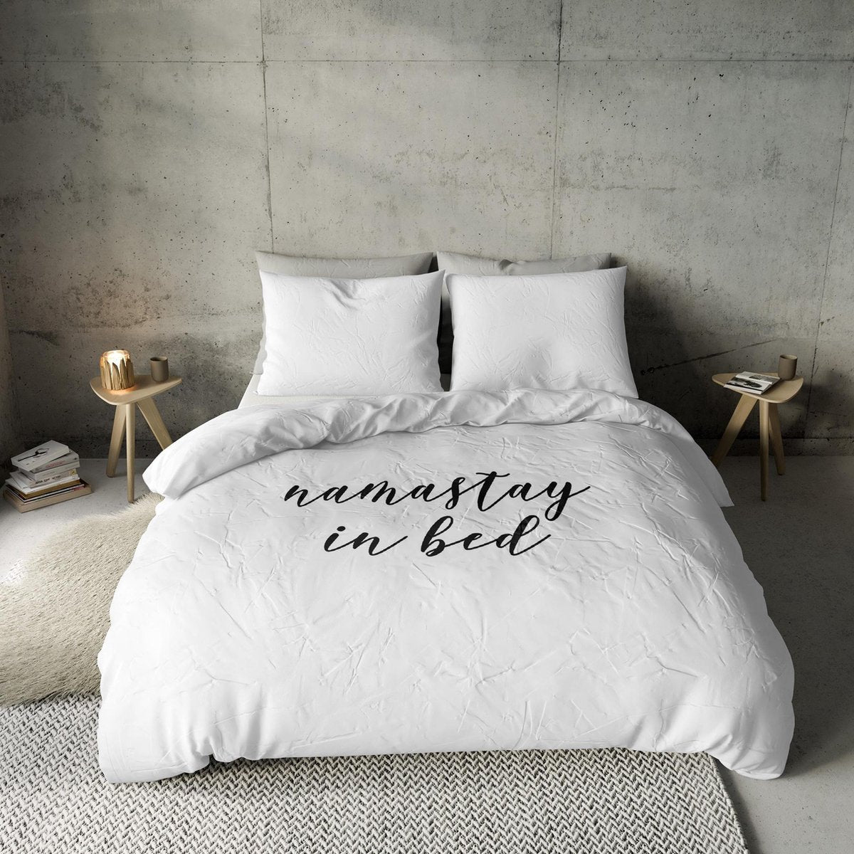 Lenjerie de pat, Sleeptime Essentials Namastay Alba 140 x 200/220 cm, 100% Microfibra, 1 Fata de Perna, Anti-alergic