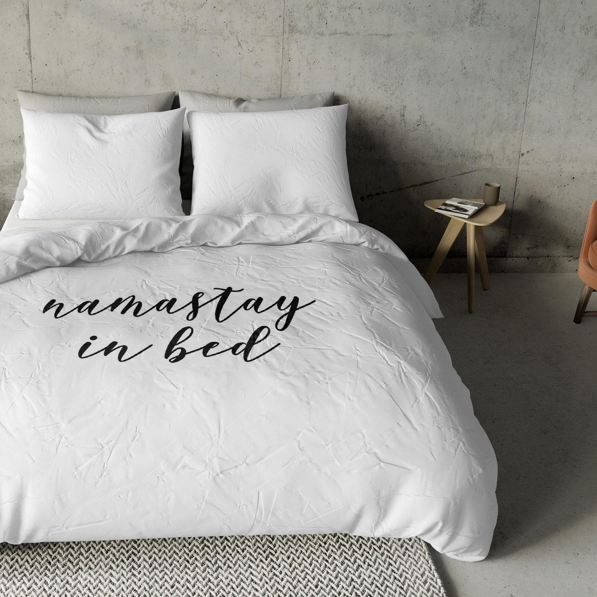 Lenjerie de pat, Sleeptime Essentials Namastay Alba 140 x 200/220 cm, 100% Microfibra, 1 Fata de Perna, Anti-alergic