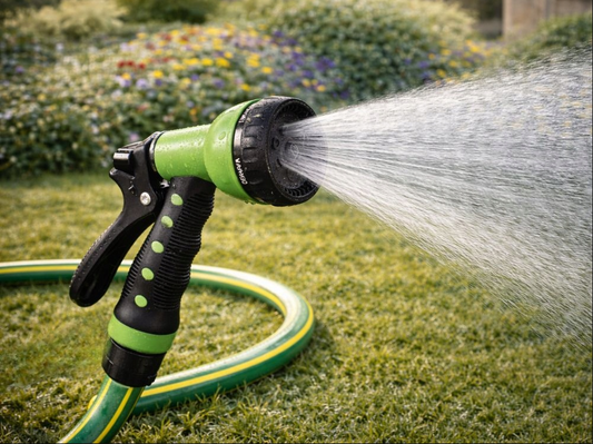 GARDEN HOSE set furtun gradina 30m 1/2 cu accesorii 7 moduri pistol 3 fitinguri verde