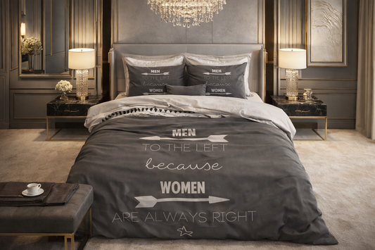 Lenjerie de pat Sleeptime, 1x husa pilota 140x200/220, 1x fete de perna 60x70, Bumbac, model Women Always Right Antracite, culoare Gri