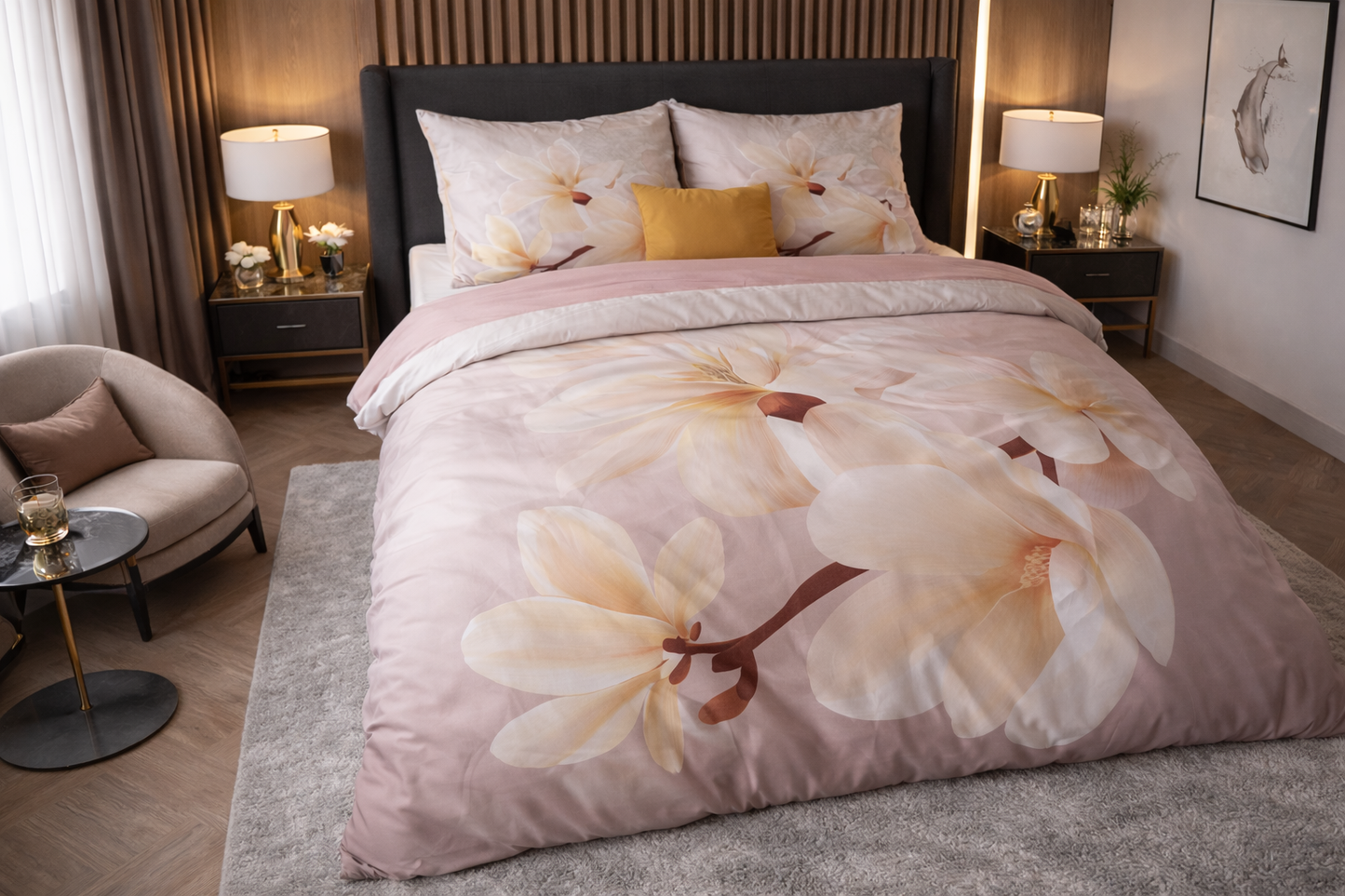 Lenjerie de pat Sleeptime, 1x husa pilota 200x200/220, 2x fete de perna 60x70, Microfibra, Hipoalergenica, model Essentials Isaline Multi, culoare Multicolora