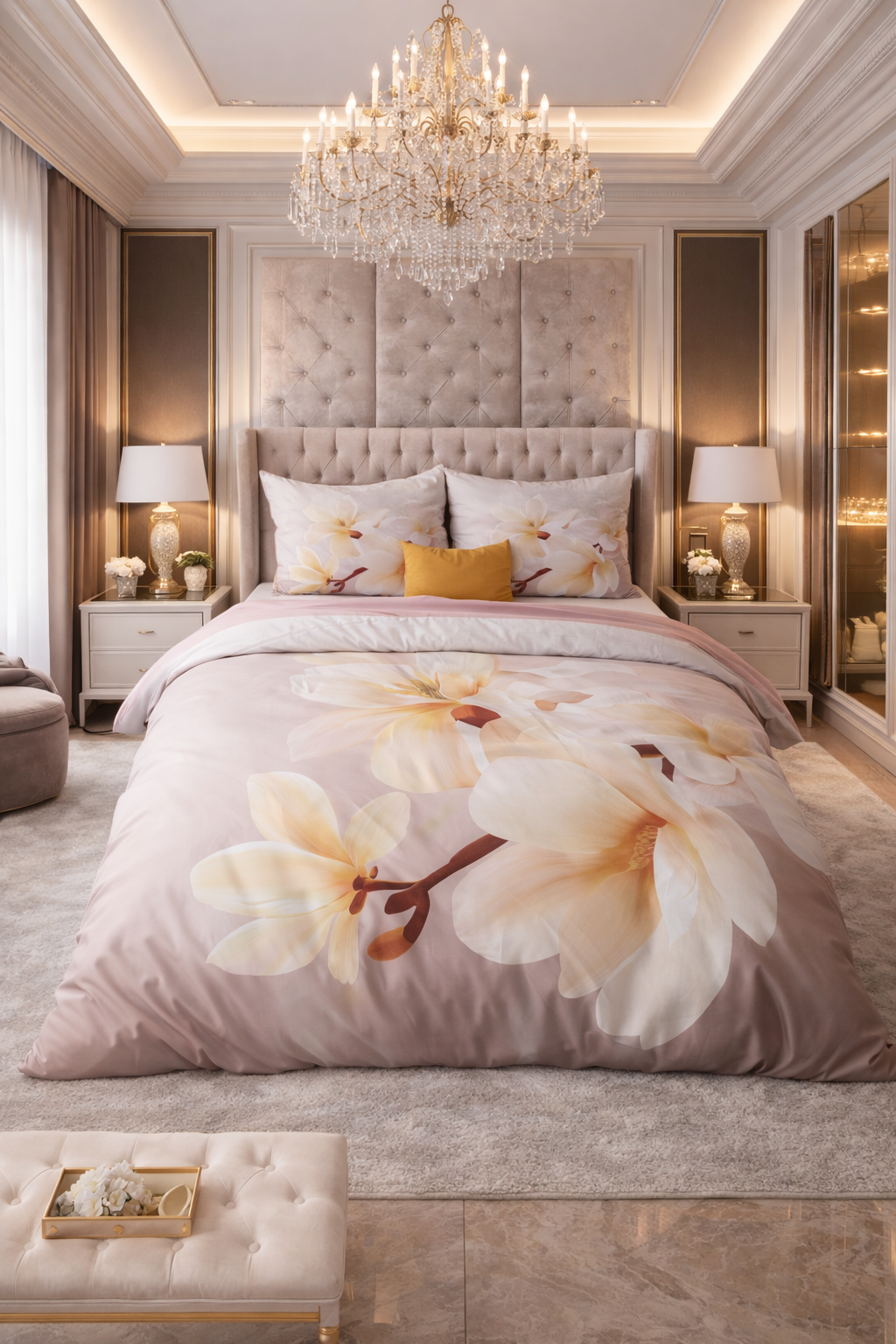 Lenjerie de pat Sleeptime, 1x husa pilota 200x200/220, 2x fete de perna 60x70, Microfibra, Hipoalergenica, model Essentials Isaline Multi, culoare Multicolora