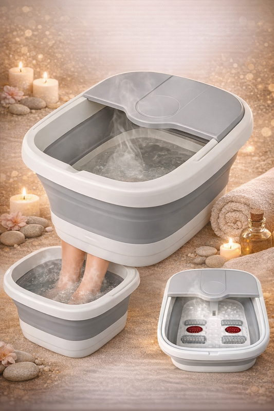 Cada de Masaj pentru picioare, cu Incalzire, 15L, Bule si Role, Pliabil, 27x22cm, 2 Zone masaj, culoare Gri