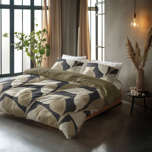 Lenjerie de pat, Sleeptime Pure, Graphic Garden Anthracite 140x200/220, 100% bumbac, 1 fata perna, T128, antialergic