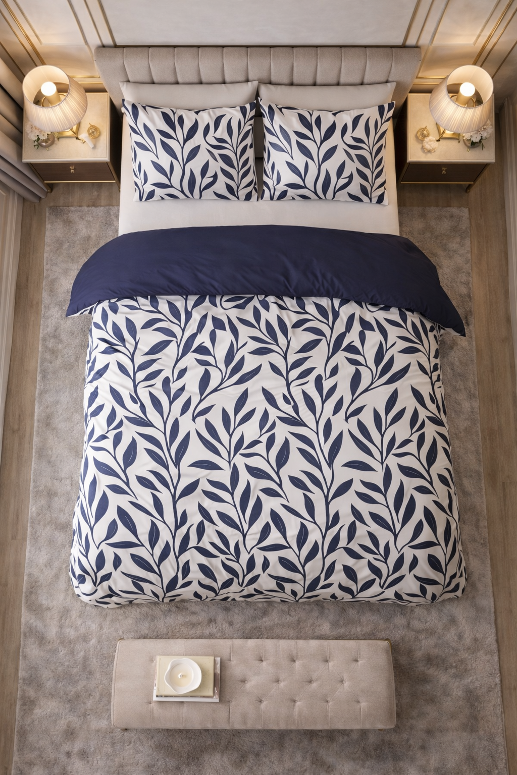 Lenjerie de pat Sleeptime, 1x husa pilota 140x200/220, 1x fete de perna 60x70, Bumbac 100%, Hipoalergenica, 128T, model Pure Blue Willow Blue, culoare Albastra