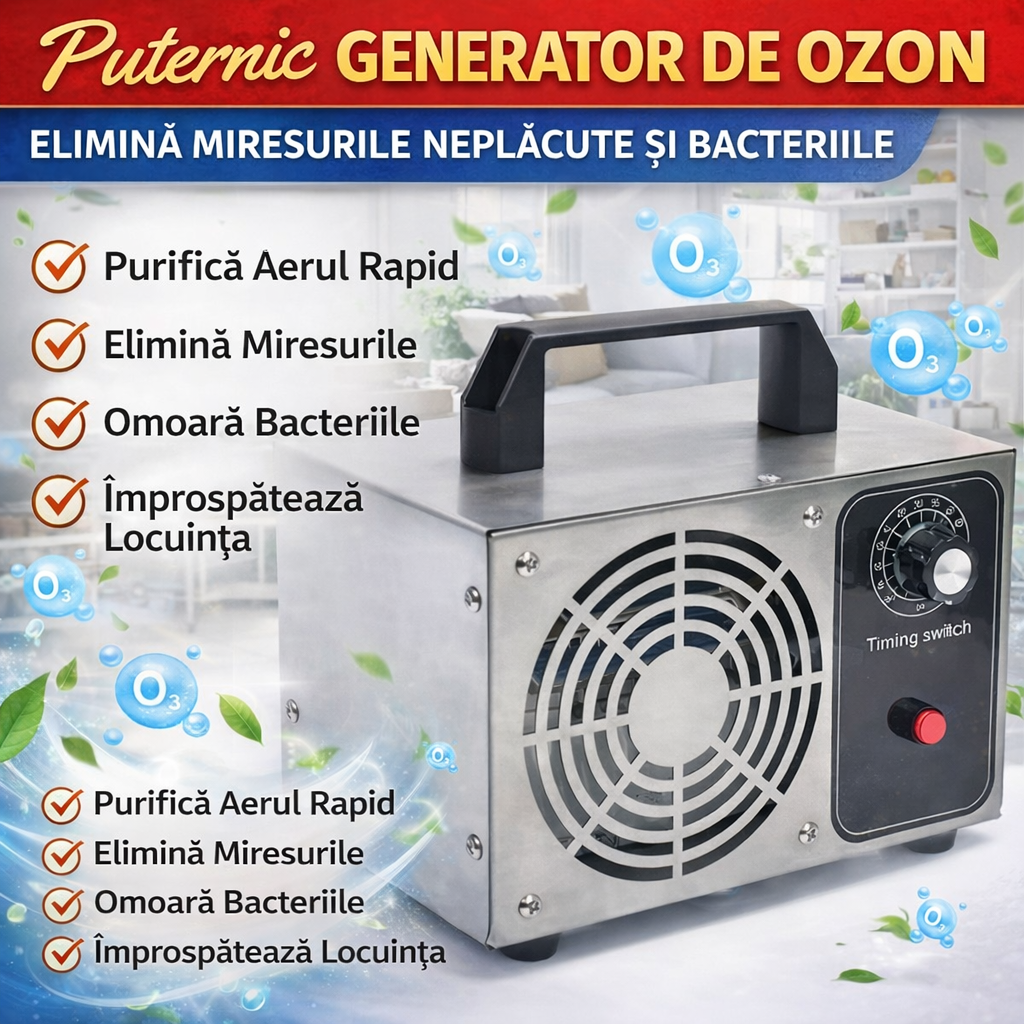Generator Ozon NewTech, 20 000 mg/h, timer 60 min, 120 W, Negru