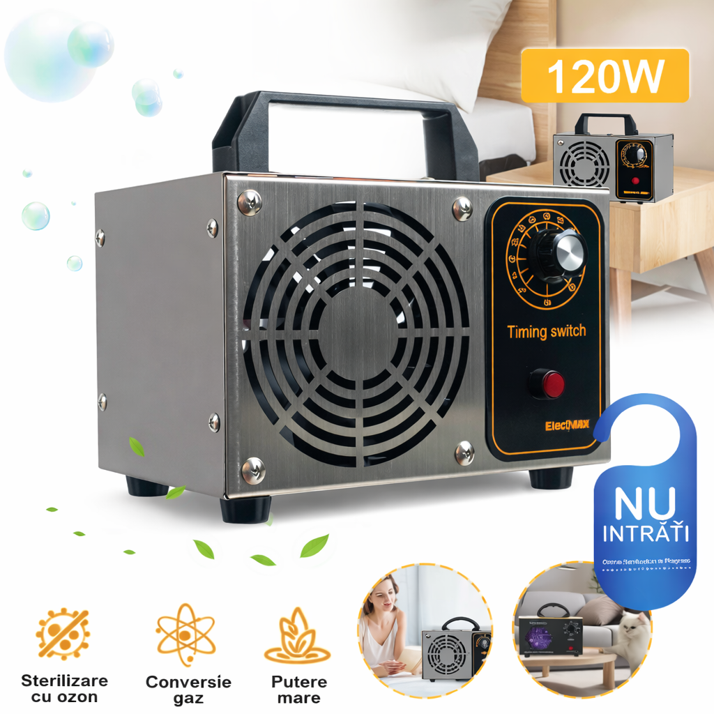 Generator Ozon NewTech, 20 000 mg/h, timer 60 min, 120 W, Negru