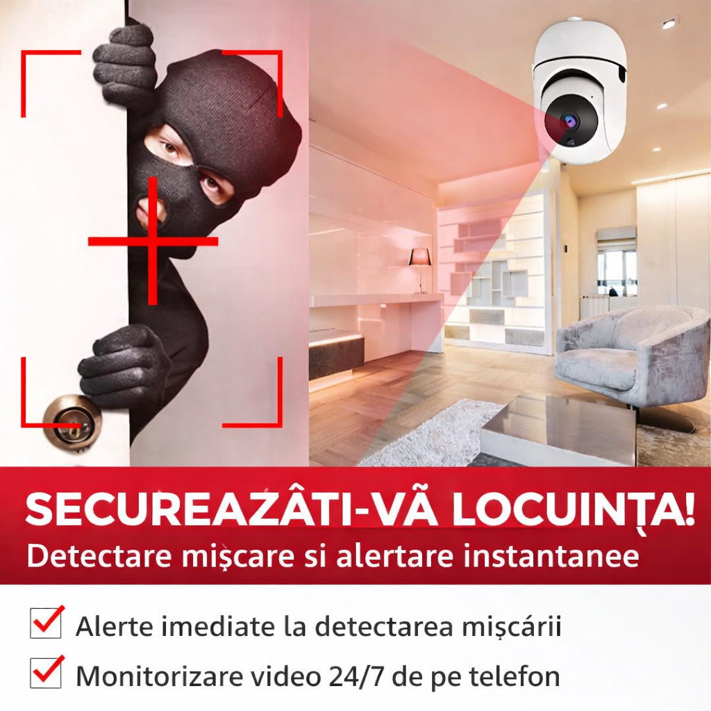 Baby monitor Wifi 2 in 1 Multi View Nighit Vision, Aplicatie Telefon, HD Rotativa 355°, Monitorizare Video / Audio Bebelusi, Vedere Nocturna Color, Senzor si Alarma Miscare, Sunet Bidirectional