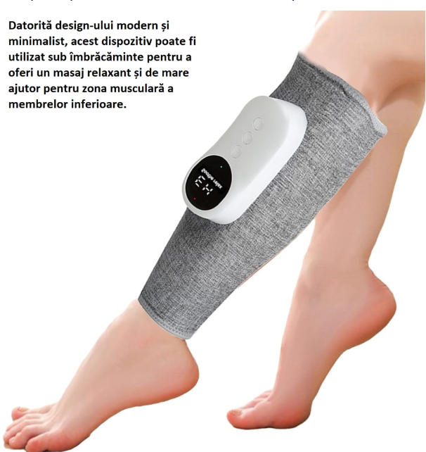 Aparat Masaj Reglabil Picioare & Gambe, 6 Tipuri de Masaj, Compresie și Căldură