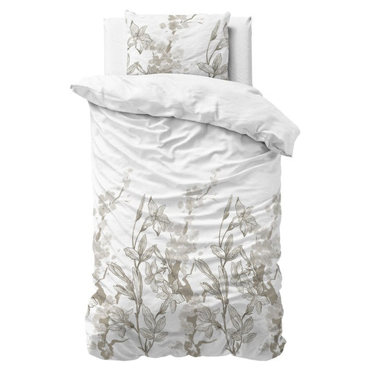 Lenjerie de pat, Sleeptime, pentru 1 persoana, Alba.Bumbac, 140x220 cm