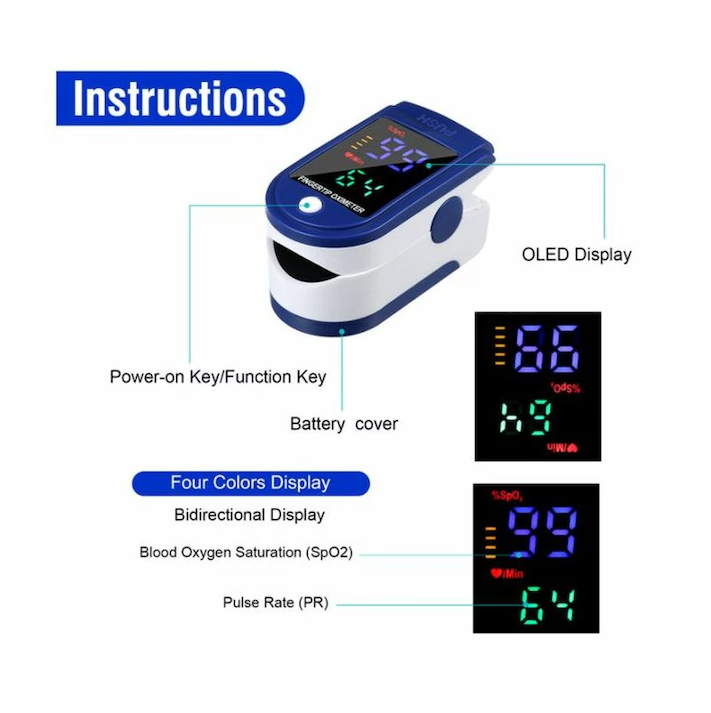 Pulsoximetru profesional pentru deget, masurare SpO2 si puls, afisaj OLED, utilizare medicala