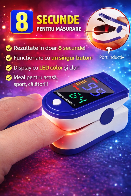 Pulsoximetru profesional pentru deget, masurare SpO2 si puls, afisaj OLED, utilizare medicala