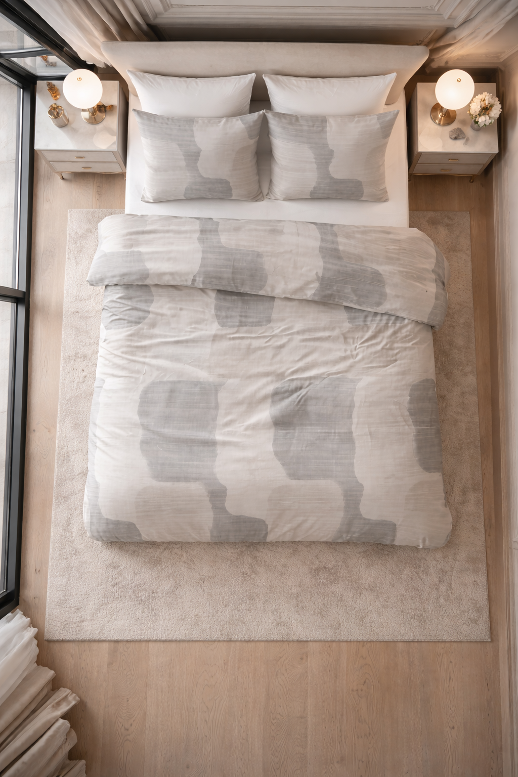 Lenjerie de pat Sleeptime, 1x husa pilota 140x200/220, 1x fete de perna 60x70, Bumbac 100%, Hipoalergenica, model Dune Gray, culoare Gri