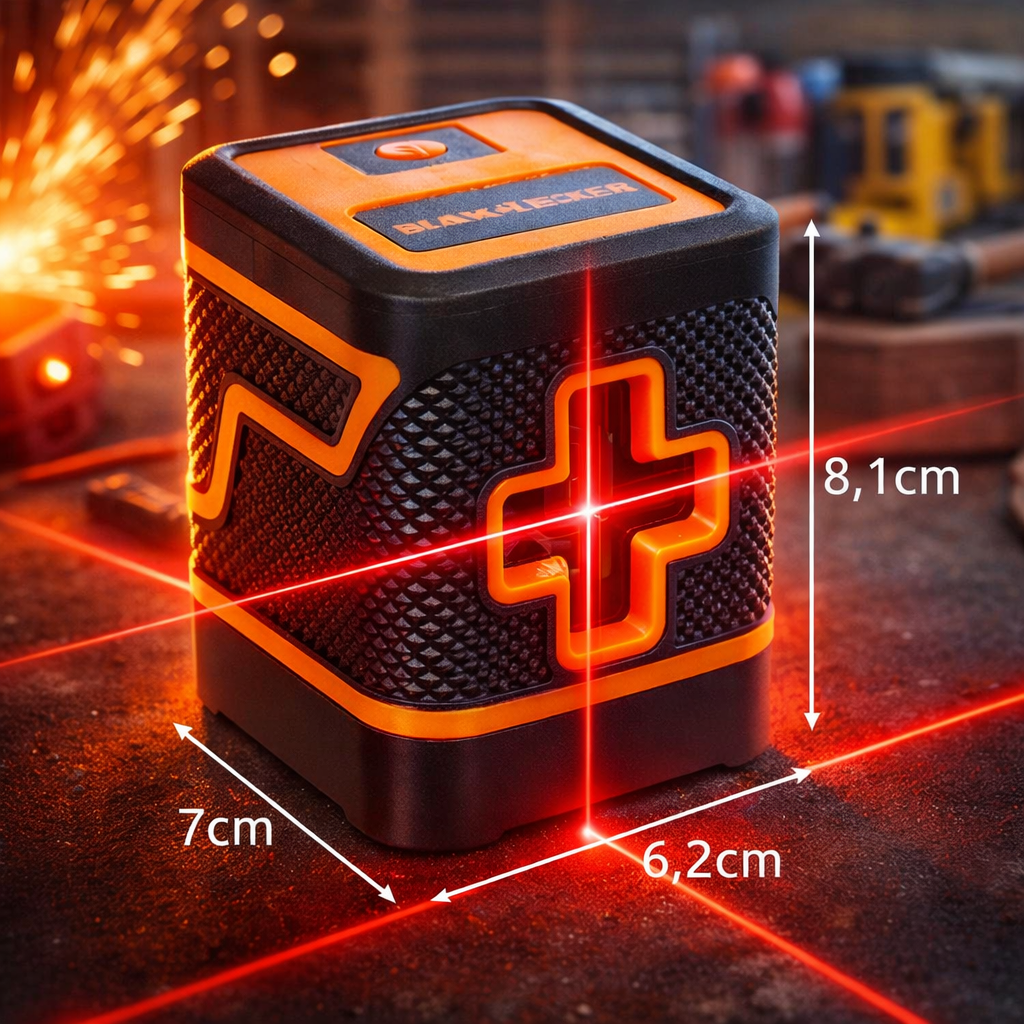 Nivela laser, IP54, 360° grade cu 2 linii in cruce, 25m, precizie ± 0.5 mm/m, ± 3° domeniu de autonivelare, 15x14x10 cm, Negru/Galben