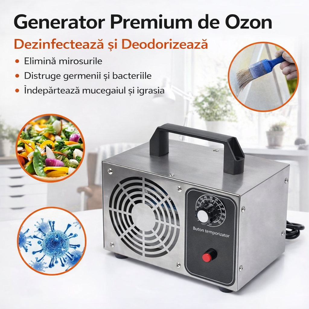 Generator Ozon NewTech, 20 000 mg/h, timer 60 min, 120 W, Negru