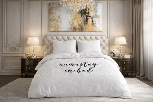 Lenjerie de pat Sleeptime, 1x husa pilota 200x200/220, 2x fete de perna 60x70, Microfibra, Hipoalergenica, model Essentials Namastay Alba, culoare Alb