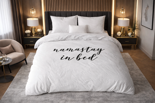 Lenjerie de pat Sleeptime, 1x husa pilota 140x200/220, 1x fete de perna 60x70, Microfibra 100%, Hipoalergenica, model Essentials Namastay Alba, culoare Alb