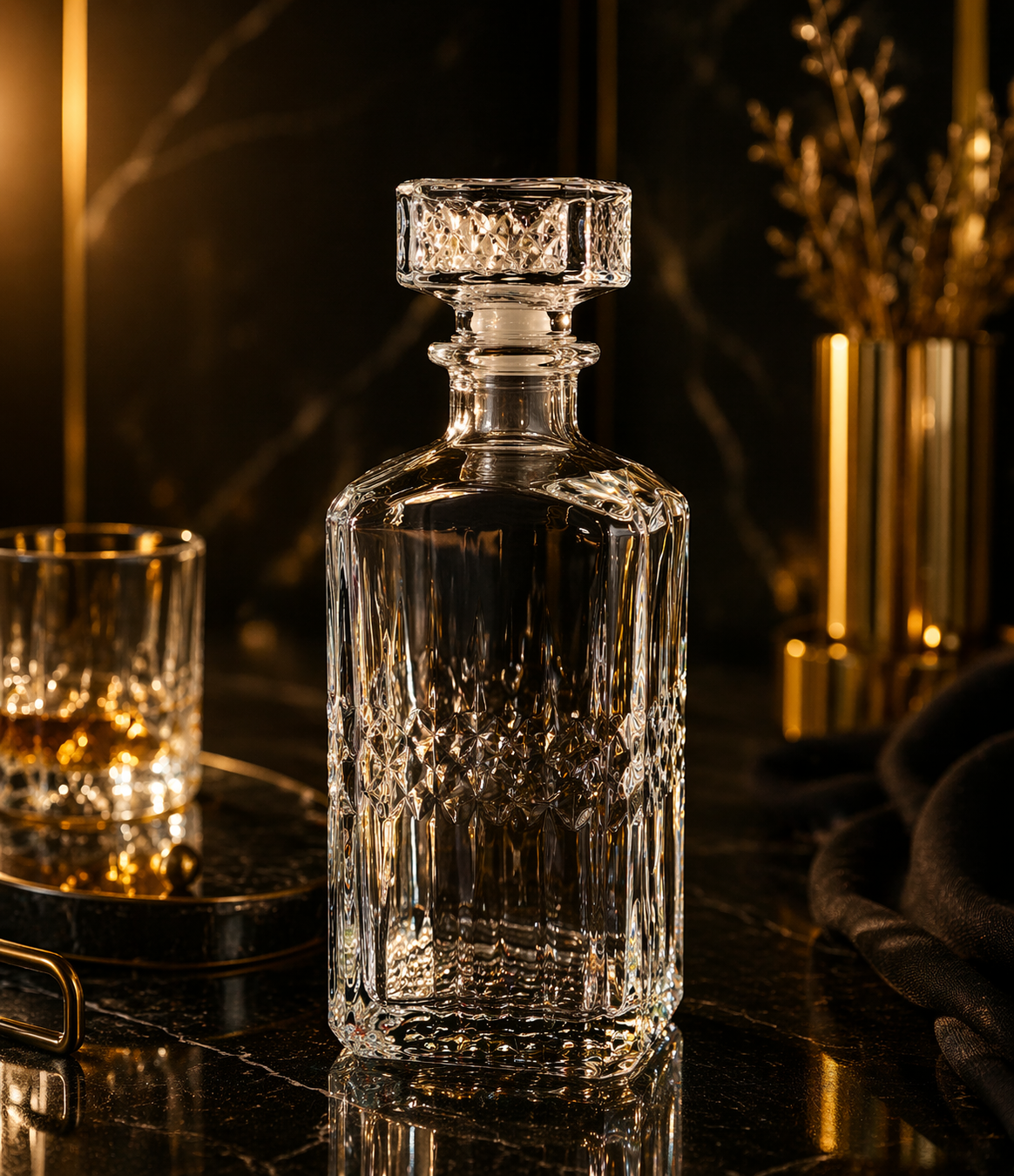 Set pahare si decantor whisky COOK CONCEPT, 4x200 ml + 940 ml, sticla eleganta moderna