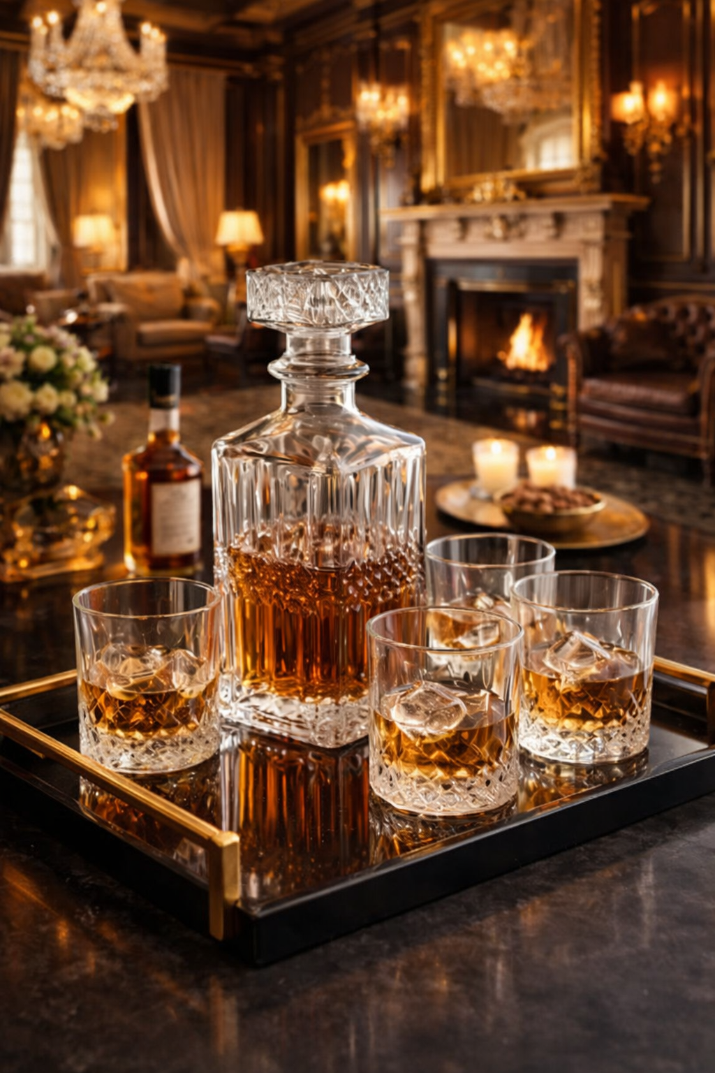 Set pahare si decantor pentru Whisky COOK CONCEPT, 4 pahare 200 ml, decantor 940 ml, sticla transparenta, stil modern