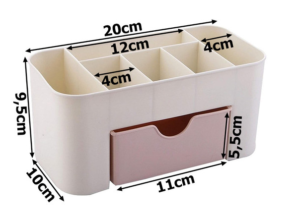 Organizator Cosmetice si Bijuterii NewTech, cu Sertar, Suport Machiaj si Skincare, Plastic, Roz