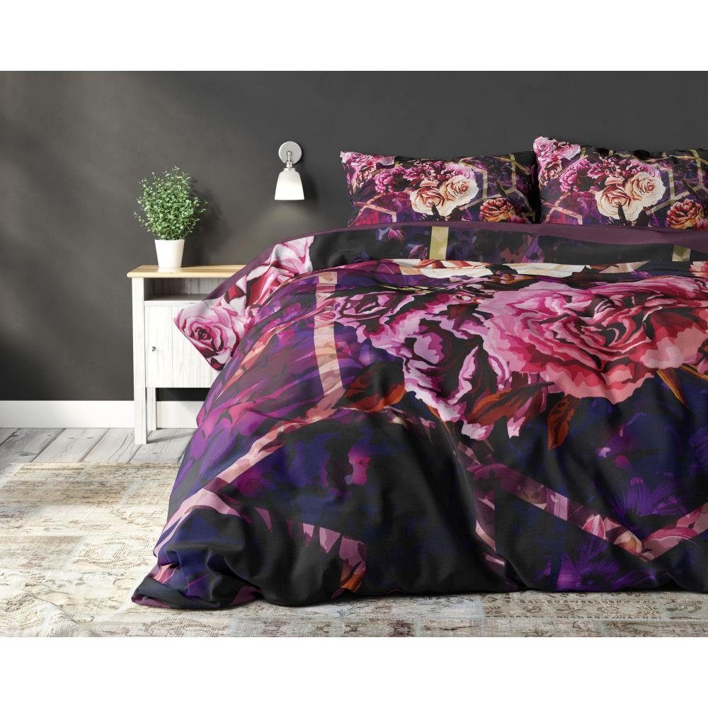 Set Lenjerie de pat, Sleeptime Marise Purple, Microfibra 100%, 140x200/220 cm, 1 Fata Perna 60x70 cm, Anti Alergic