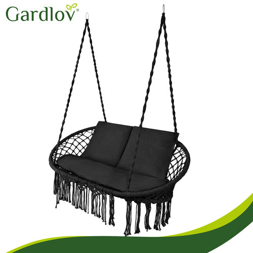 Set perne pentru leagan gradina Gardlov, 3 piese, 110x62x12 cm, negru, umplutura groasa