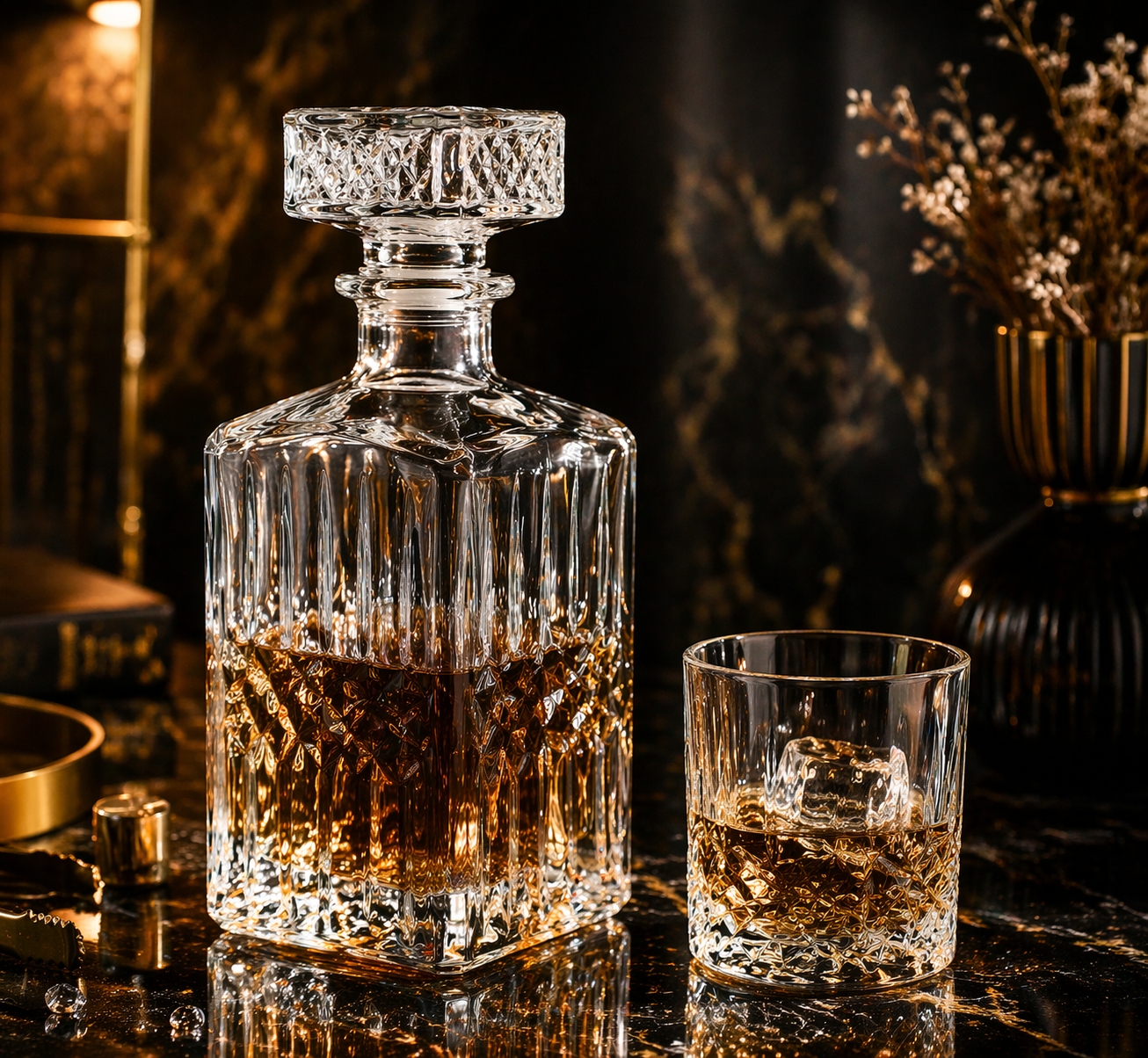 Set pahare si decantor whisky COOK CONCEPT, 4x200 ml + 940 ml, sticla eleganta moderna