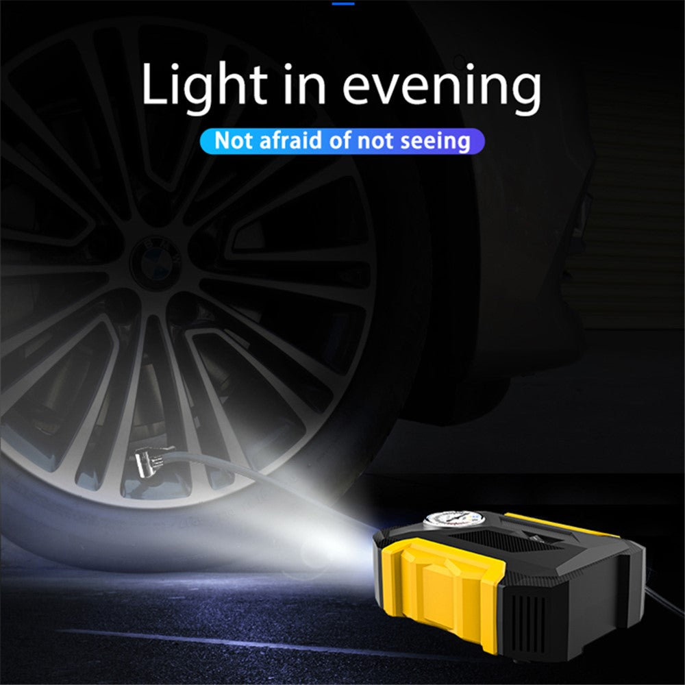 Compresor Auto 12V cu LED, 100 PSI, 27 L/min, Manometru, 3 Duze – Ideal pentru Masina, Moto, Biciclete si Unflabile