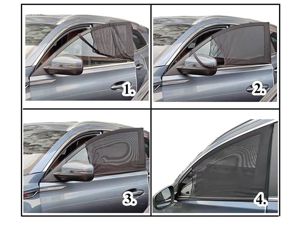 Parasolar Auto Universal Geam Spate 2 Buc, Protectie UV Copii si Bebelusi, 80x60 cm, Negru