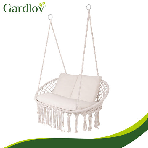 Set perne leagăn gradină, Gardlov, cuib dublu, crem, 110x62x12cm, 3 piese