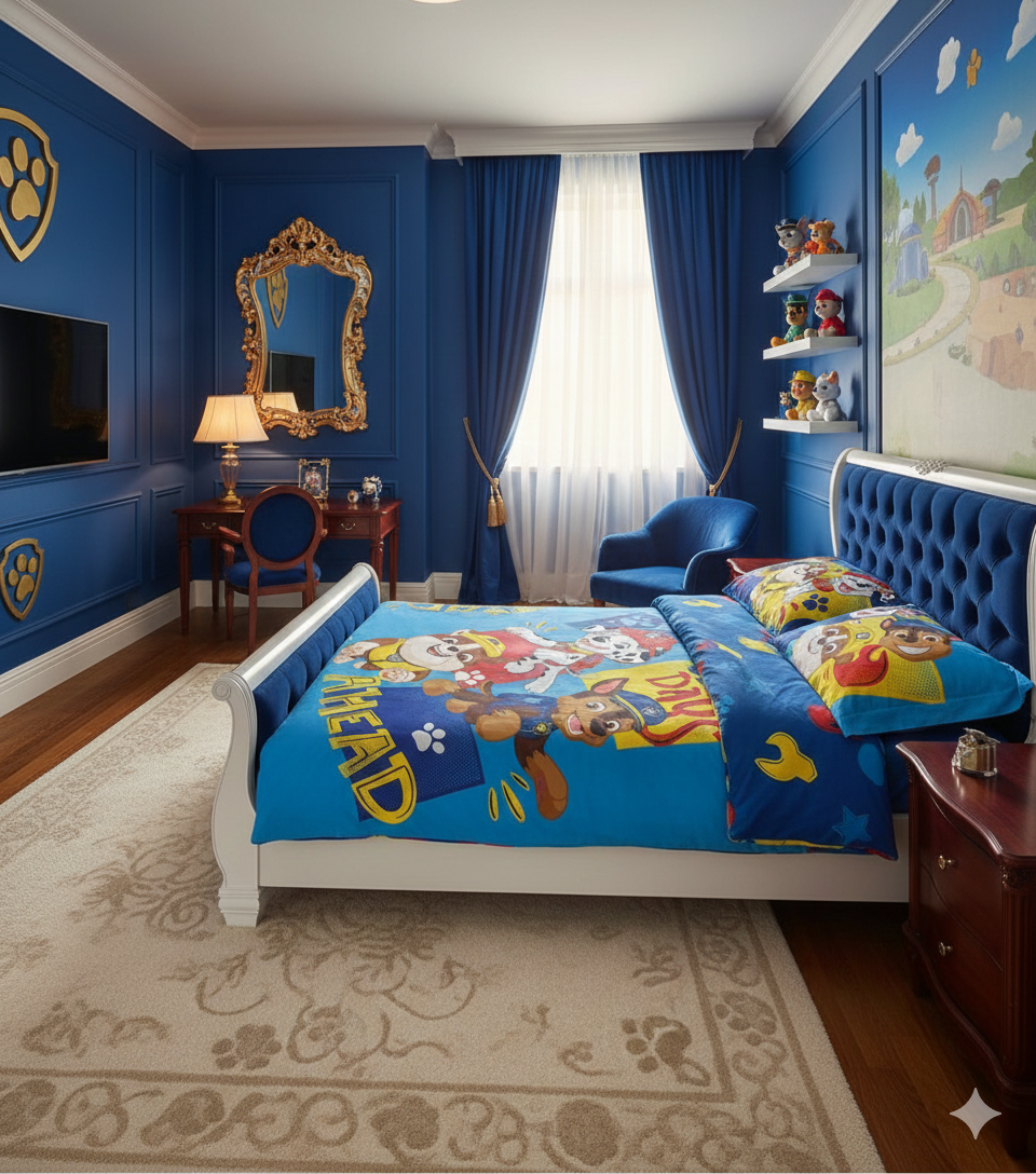 Lenjerie de pat Javoli, 1x husa pilota 100x135, 1x fete de perna 40x60, Bumbac 100%, Hipoalergenica, model Patrol Days Ahead, culoare Multicolor