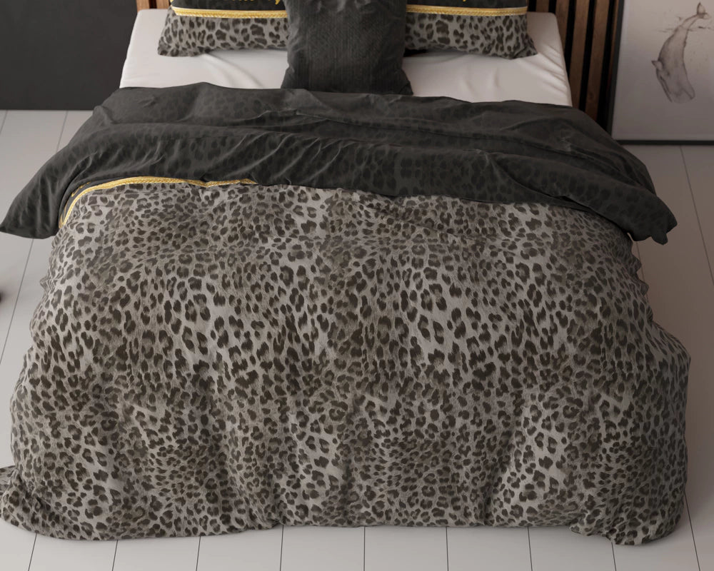 Lenjerie de pat, Sleeptime Elegance Eternal Love Black 140x220, bumbac 80% + poliester 20%, 1 fata perna, dublu fata, antialergic