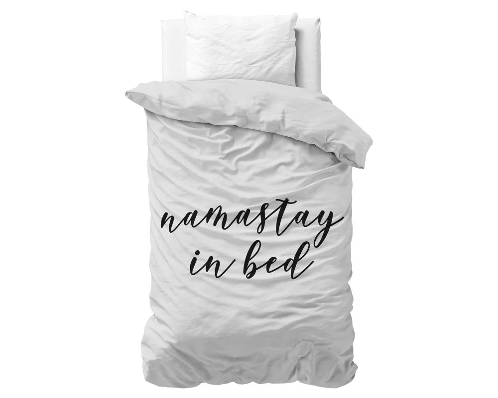 Lenjerie de pat, Sleeptime Essentials Namastay Alba 140 x 200/220 cm, 100% Microfibra, 1 Fata de Perna, Anti-alergic