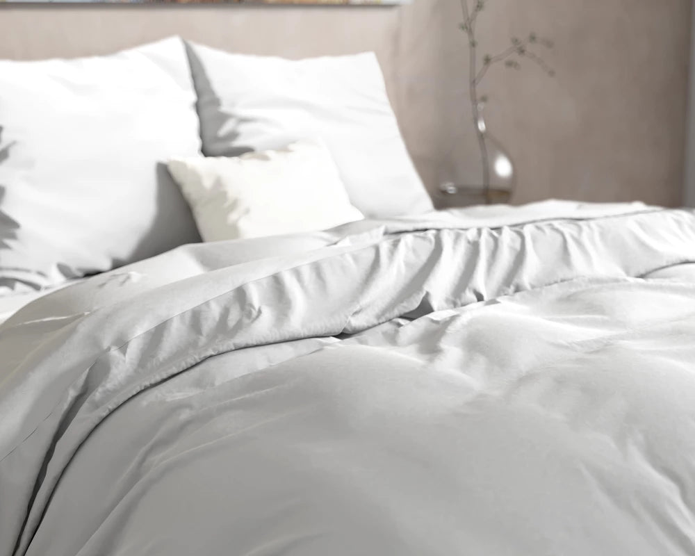 Lenjerie de pat Premium Dreamhouse, Flannel Mendez Alb 200 x 200/220 cm, 100% Bumbac Flannel, 2 Fete de Perna, 160 GSM