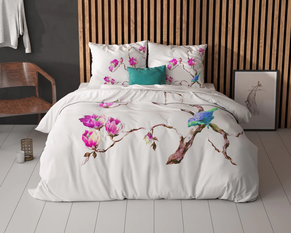 Lenjerie de pat, Sleeptime Essentials Magnolie Alba 200x200/220, 100% microfibra, 2 fete perna, antialergic, 90 GSM