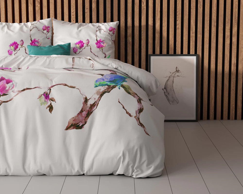 Lenjerie de pat, Sleeptime Essentials Magnolie Alba 200x200/220, 100% microfibra, 2 fete perna, antialergic, 90 GSM