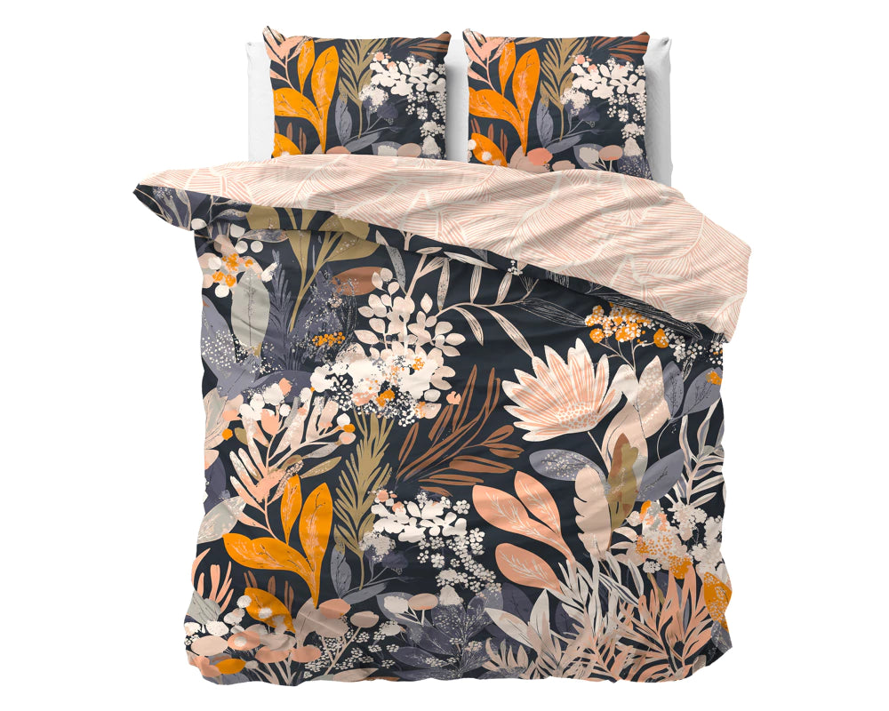 Lenjerie de pat, Dreamhouse Nature, Mystical Garden Black 140x200/220, 100% bumbac, 1 fata perna, T144, dublu fata, antialergic