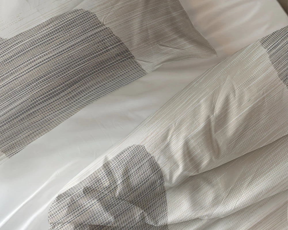 Lenjerie de pat, Sleeptime Dune Gray, 100% Bumbac, 140x200/220 cm, 1 Fata Perna 60x70 cm, Anti Alergic, Inchidere cu Caps